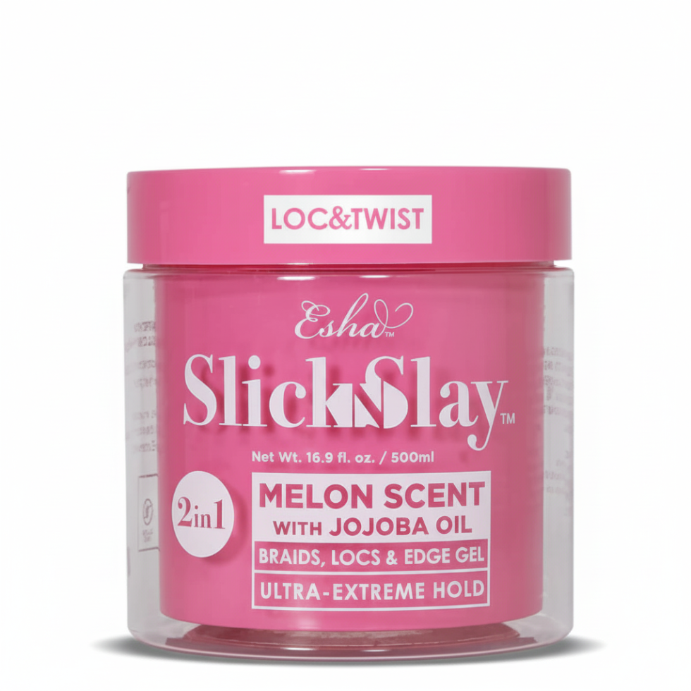 ESHA slick n slay melon jojoba oil gel 500ml ultra extreme hold braid locs and edge styling gel