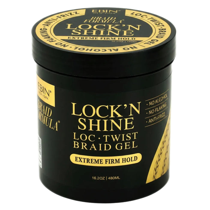 Ebin Braid Formula Lock 'n Shine Loc & Twist Extreme Firm Hold Braiding Gel 480ml | High-Shine Styling Pomade