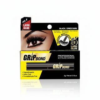 Ebin Grip Bond latex-free eyelash adhesive black 0.18oz bottle with dark drying formula