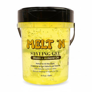 Ebin Melt'n styling gel almond oil and biotin 480ml high hold tub for smoothing hair edges