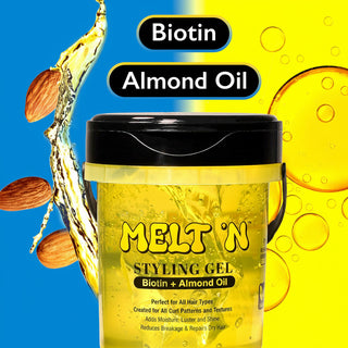 Ebin Melt'n styling gel almond oil and biotin 946ml high hold large tub for hair edges