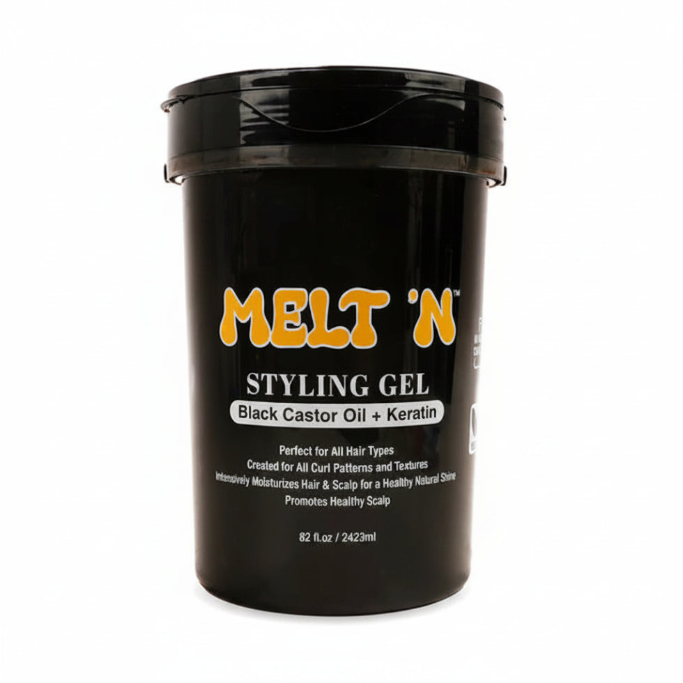 Ebin Melt'n styling gel black castor oil and keratin 2423ml extra large tub for smoothing hair edges