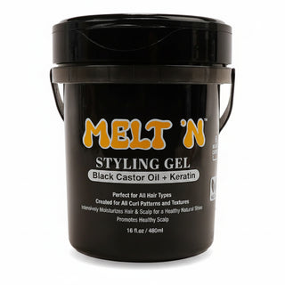 Ebin Melt'n styling gel black castor oil and keratin 480ml high hold tub for smoothing hair edges
