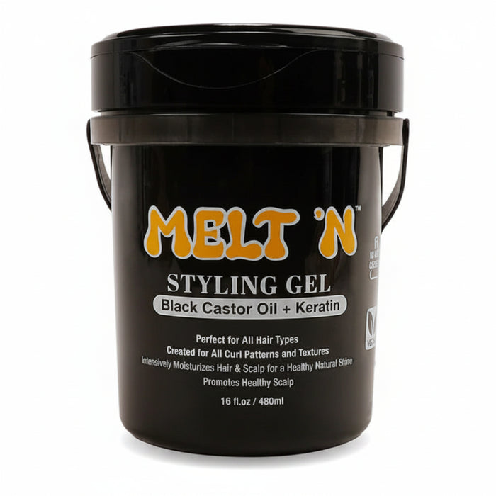 Ebin Melt'n Styling Gel Black Castor Oil + Keratin 480ml | High-Hold Smooth Edge Gel