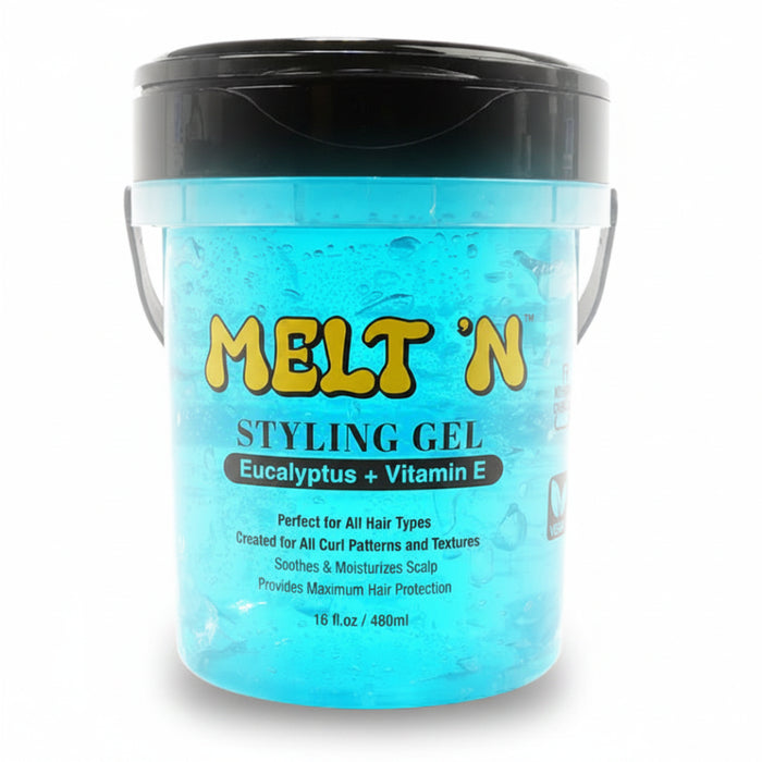 Ebin Melt'n Styling Gel Eucalyptus Oil + Vitamin E 480ml | High-Hold Smooth Edge Gel