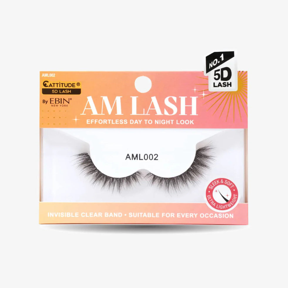 Ebin New York Cattitude 5D AM lashes multi-dimensional volume synthetic strip eyelash pack box
