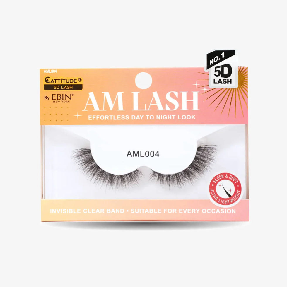 Ebin New York Cattitude 5D AM lashes multi-dimensional volume synthetic strip eyelash pack box