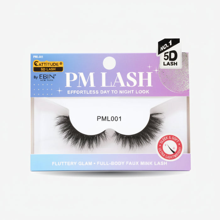 Ebin New York Cattitude 5D PM lashes multi-layered high volume strip eyelashes pack box