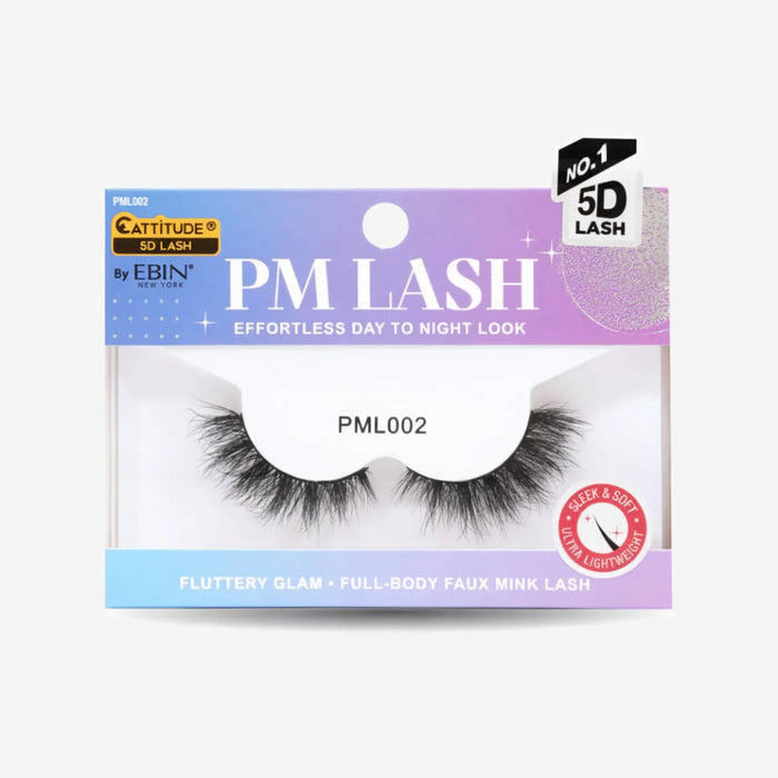 Ebin New York Cattitude 5D PM lashes multi-layered high volume strip eyelashes pack box