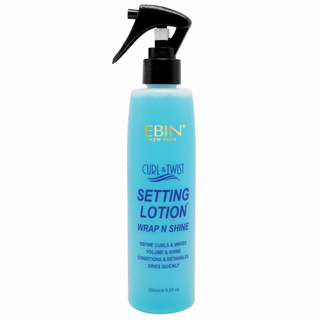 Ebin curl and twist wrap n shine setting lotion 250ml bottle high shine foaming mousse