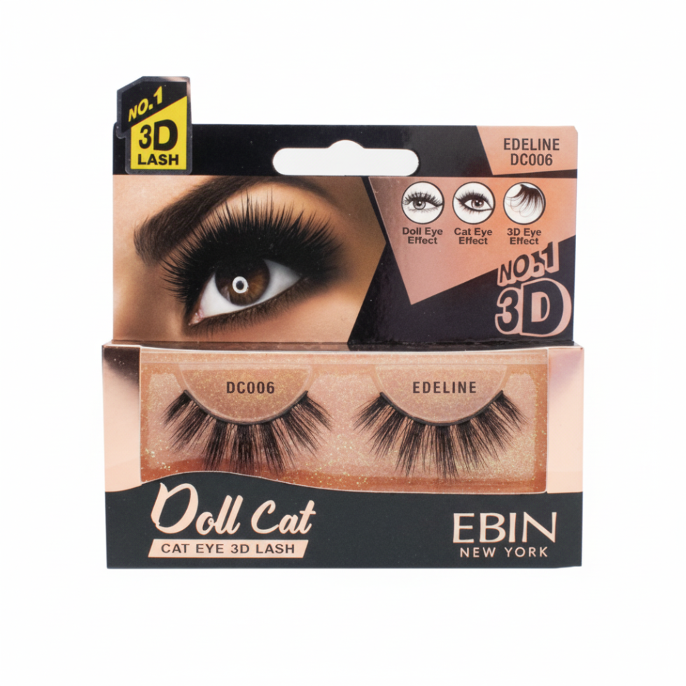 Ebin New York Doll Cat 3D lashes multi-dimensional wispy volume strip eyelashes pack box