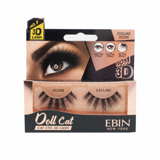 Ebin New York Doll Cat 3D lashes multi-dimensional wispy volume strip eyelashes pack box