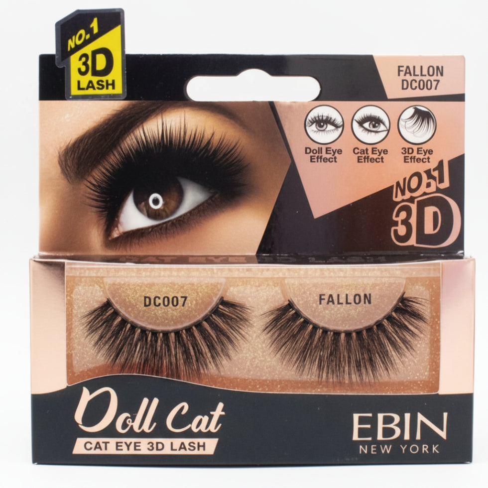 Ebin New York Doll Cat 3D lashes multi-dimensional wispy volume strip eyelashes pack box