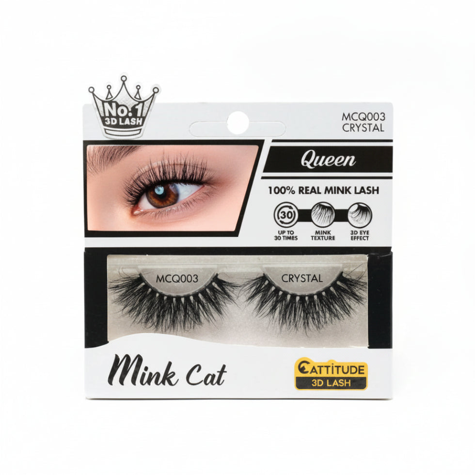 ebin new york mcq003 crystal 3d lashes cat queen luxury mink lashes reusable false eyelashes product