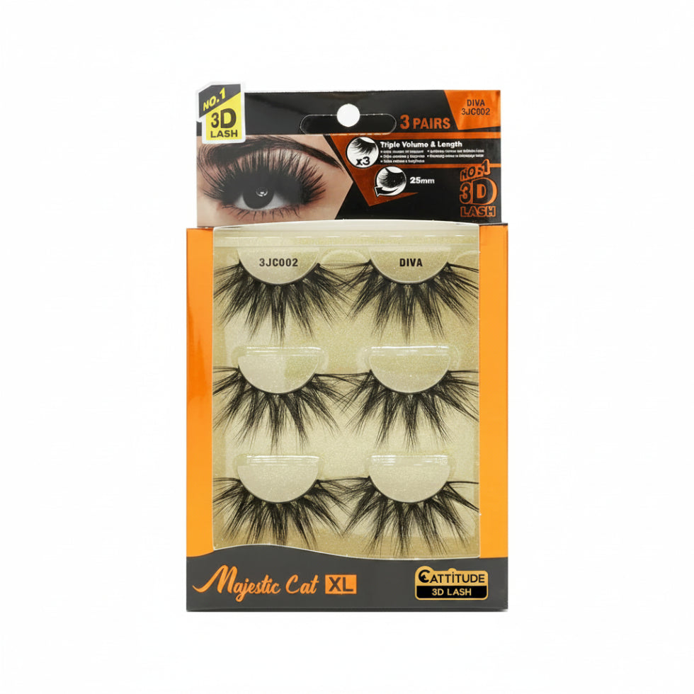 Ebin New York Majestic Cat 25mm 3D lashes 3 pairs multi-pack box front view