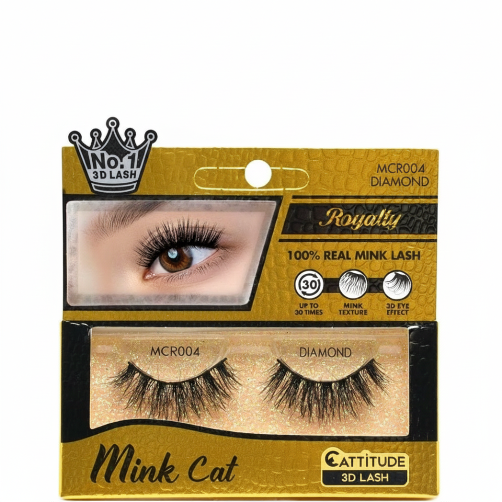 Ebin New York Royalty Mink Cat eyelashes 3D strip lashes pack box