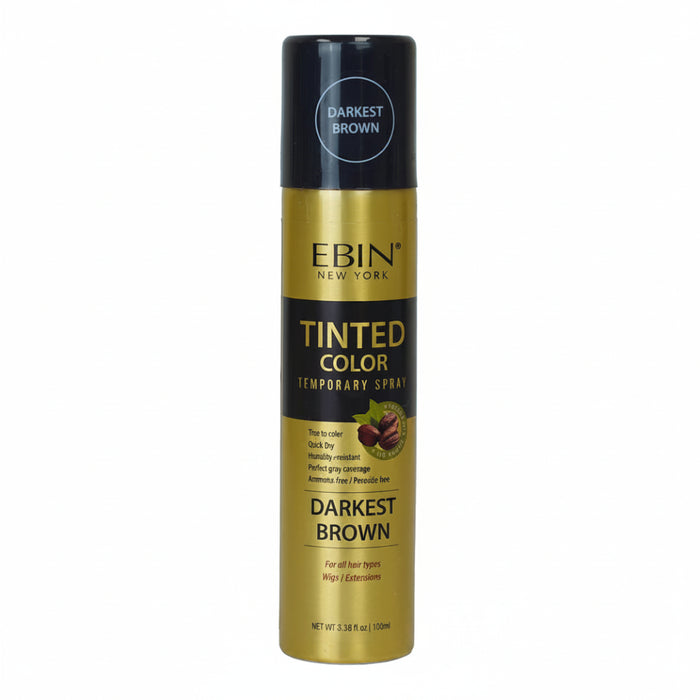 Ebin tinted color temporary spray darkest brown 100ml root touch up and lace tinting aerosol can