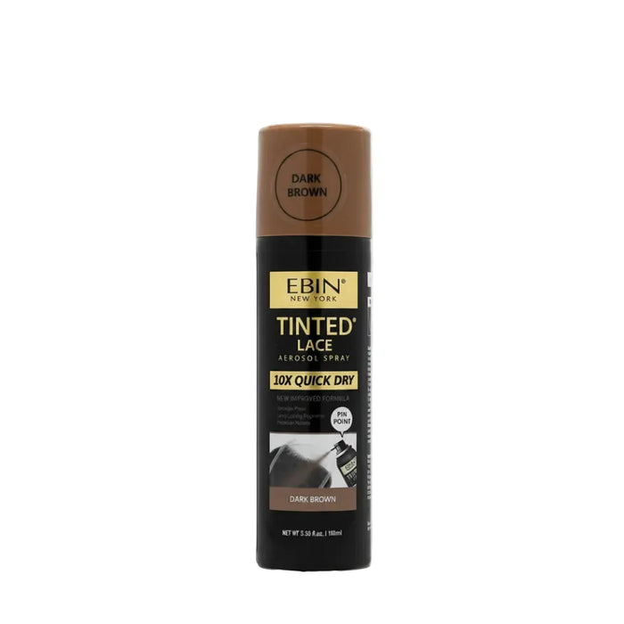 Ebin tinted lace 10x quick dry spray dark brown 100ml aerosol wig customization container