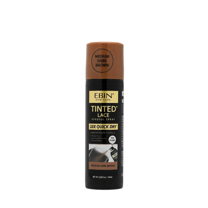 Ebin tinted lace 10x quick dry spray light warm brown 100ml aerosol wig customization container