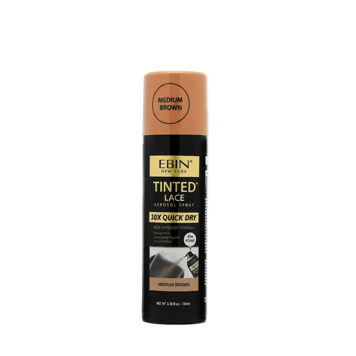 Ebin tinted lace 10x quick dry spray medium brown 100ml aerosol wig customization container