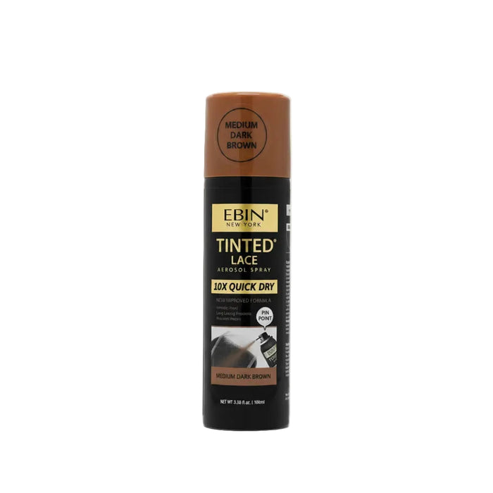Ebin tinted lace 10x quick dry spray medium dark brown 100ml aerosol wig customization container