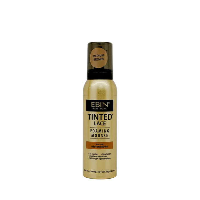 Ebin tinted lace foaming mousse medium brown 100ml wig customization pump bottle