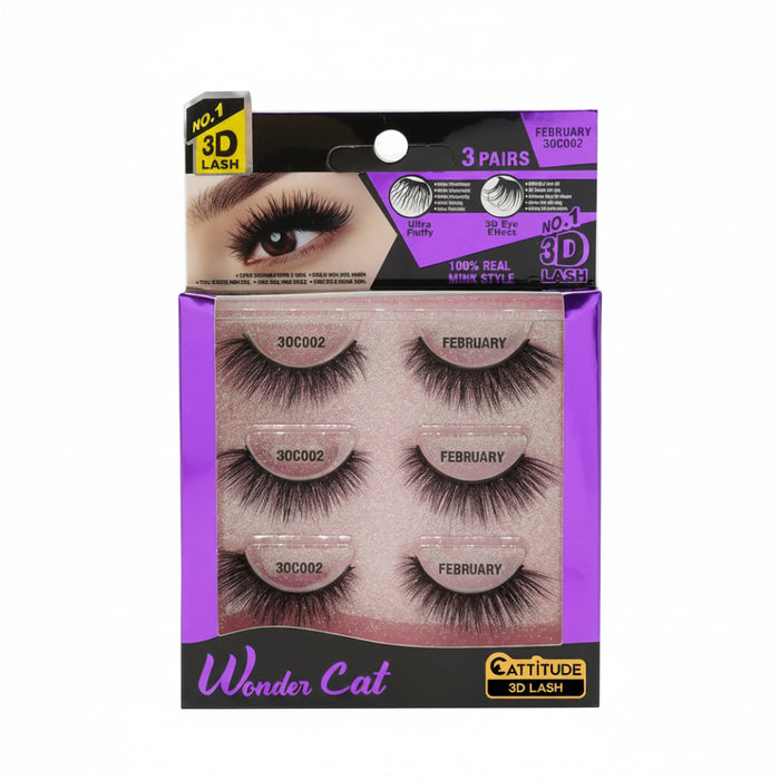 Ebin New York Wonder Cat faux mink lashes 3 pairs multi pack box