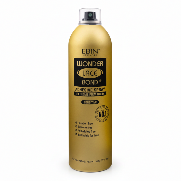 Ebin New York Wonder Lace Bond Adhesive Spray Extreme Mega Hold Sensitive 420ml | Salon Size Lace Spray