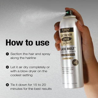 Ebin New York Wonder Lace Bond lace melt aerosol spray silk protein 180ml professional can