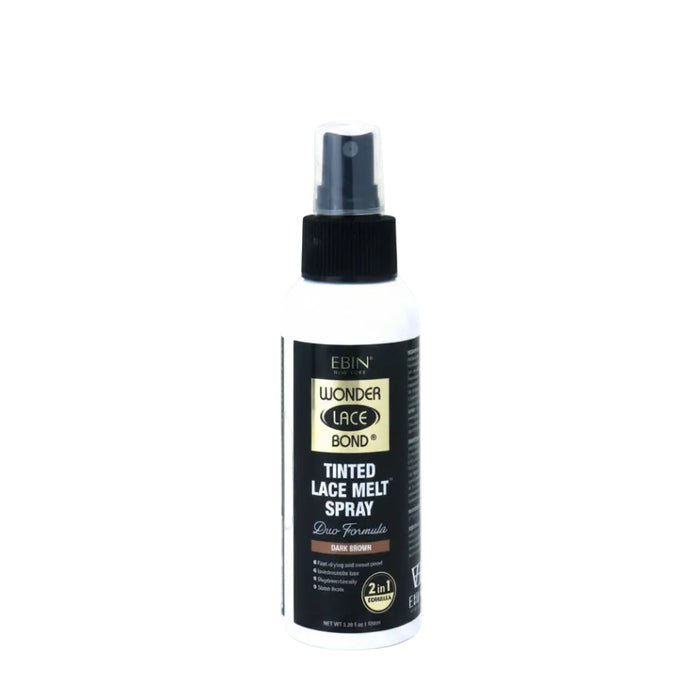 Ebin New York Wonder Lace Bond Tinted Lace Melt Aerosol Spray Dark Brown 100ml | Extreme Firm Hold Travel Size