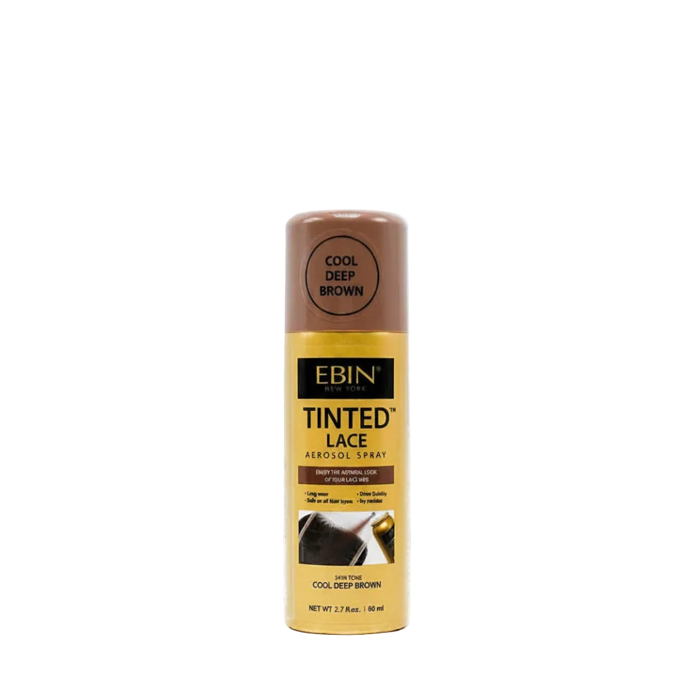 Ebin Tinted Lace Aerosol Spray Cool Deep Brown 80ml bottle for wig installation