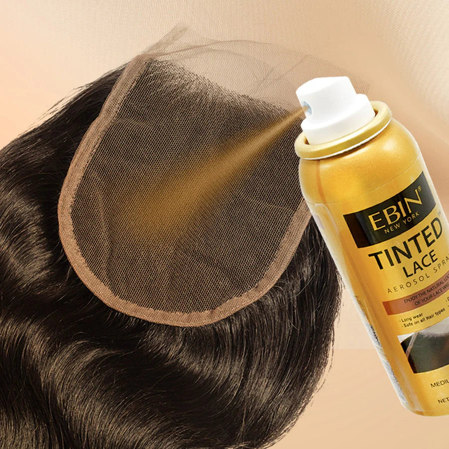 Ebin Tinted Lace Aerosol Spray Cool Deep Brown 80ml bottle for wig installation
