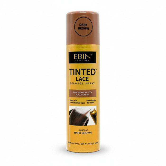 Ebin Tinted Lace Aerosol Spray Dark Brown 150ml bottle for wig installation
