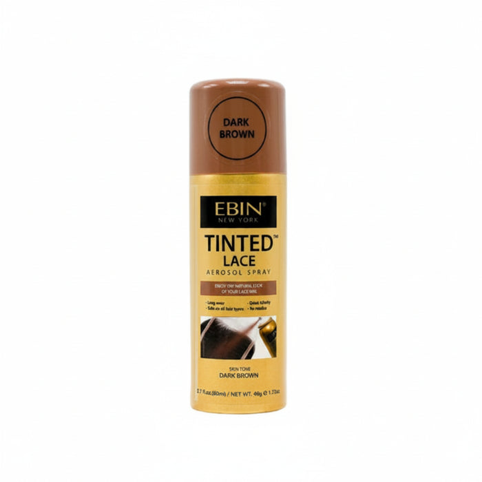 Ebin Tinted Lace Aerosol Spray Dark Brown 80ml bottle for wig installation