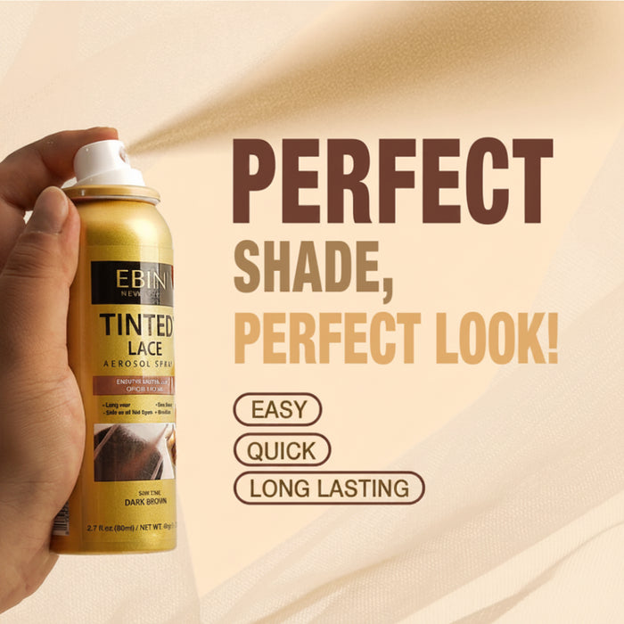 Ebin Tinted Lace Aerosol Spray Dark Brown 80ml bottle for wig installation