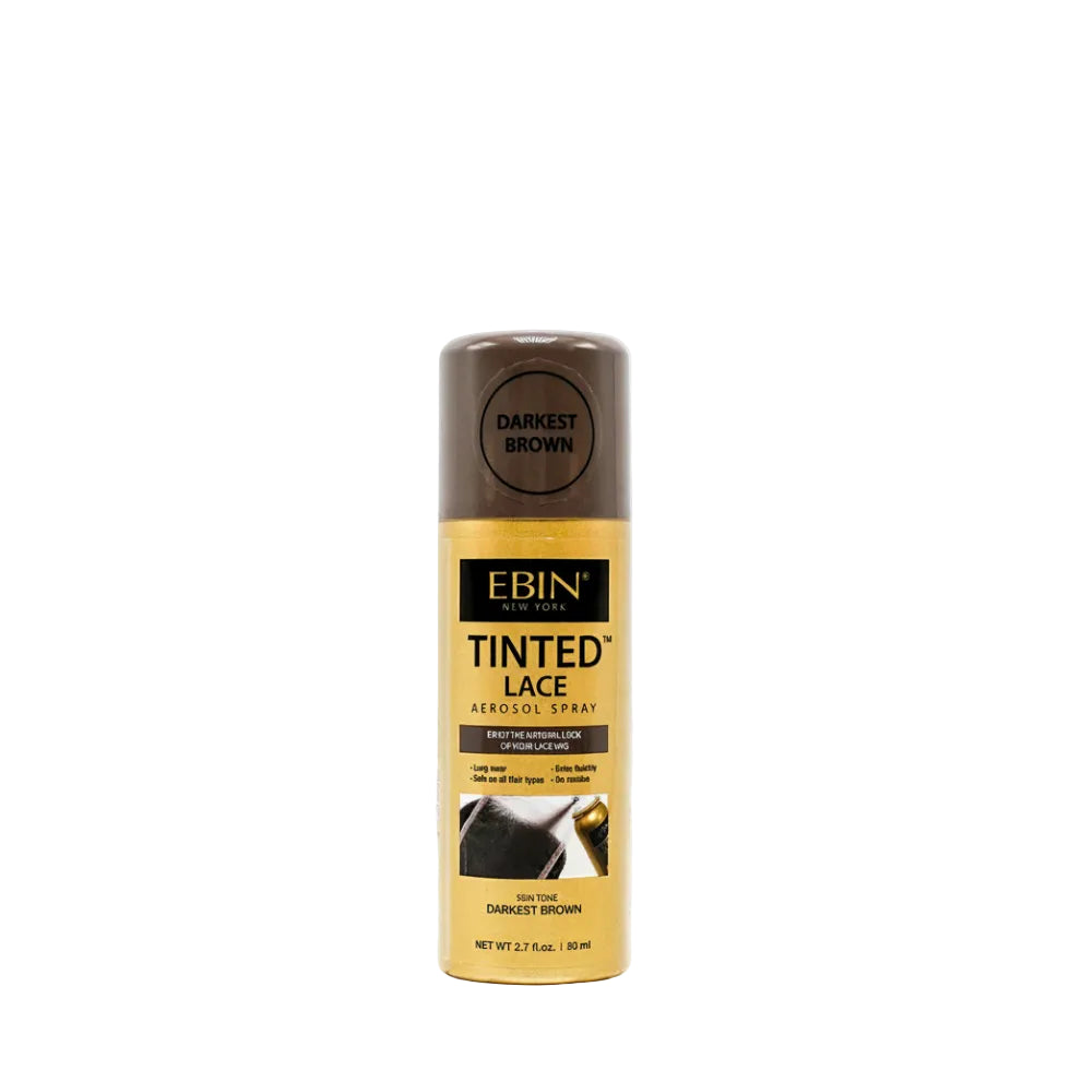 Ebin Tinted Lace Aerosol Spray Darkest Brown 80ml bottle for wig installation