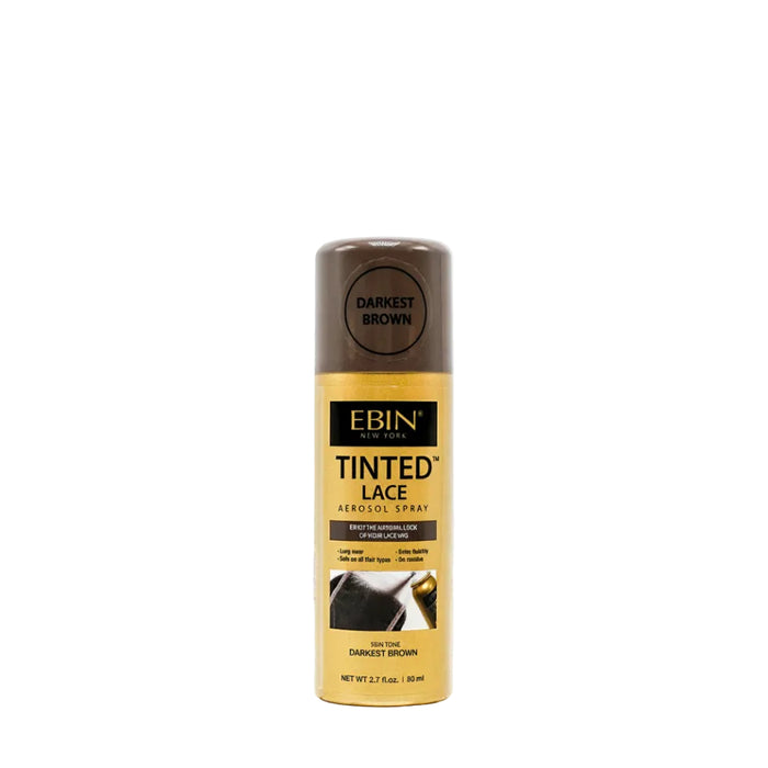 Ebin Tinted Lace Aerosol Spray Darkest Brown 80ml bottle for wig installation
