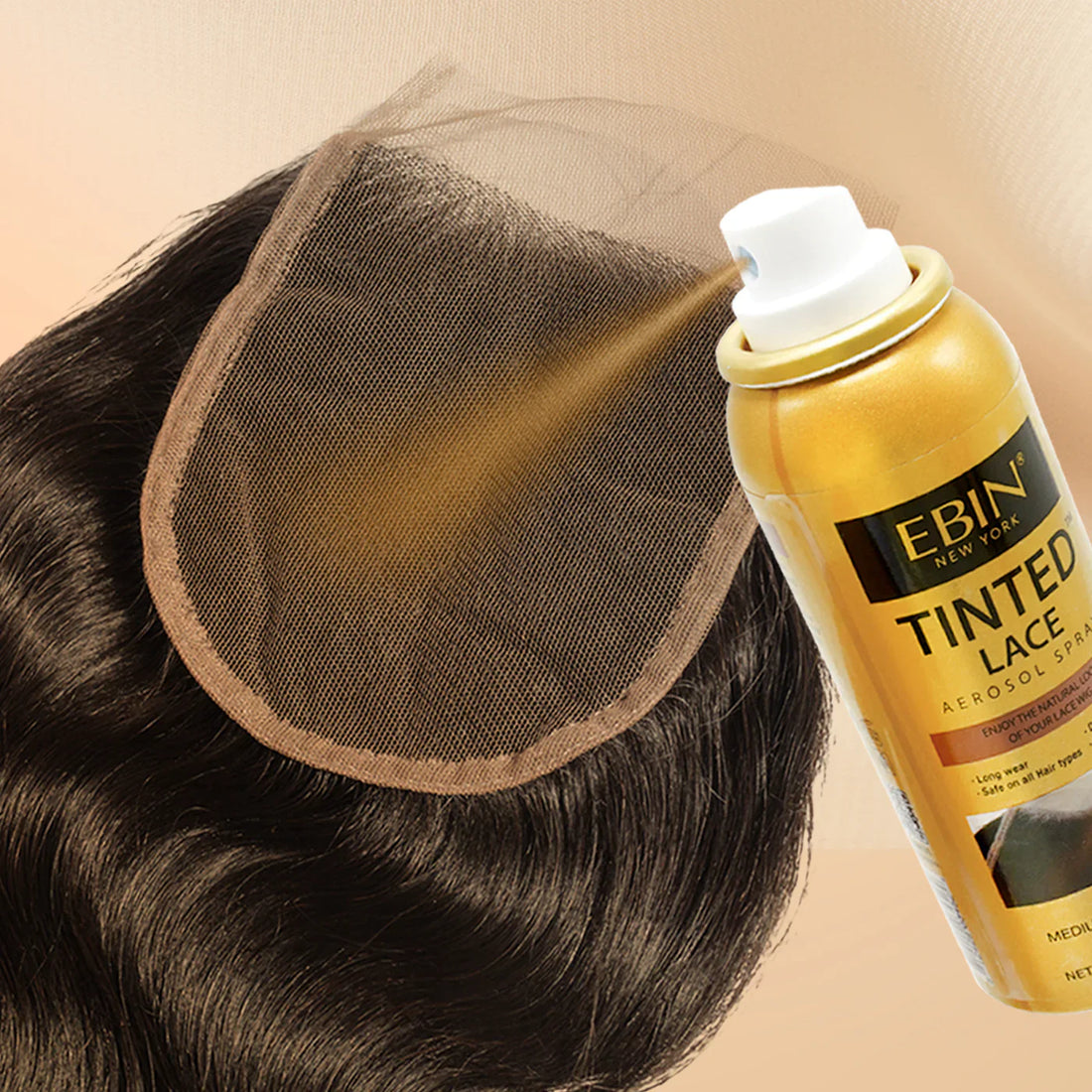 Ebin Tinted Lace Aerosol Spray Darkest Brown 80ml bottle for wig installation