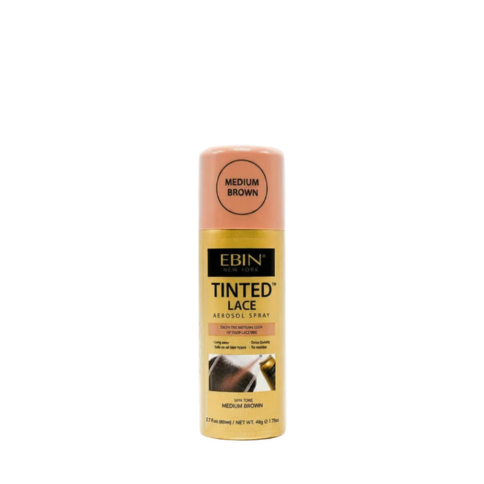 Ebin Tinted Lace Aerosol Spray Medium Brown 80ml bottle for wig installation