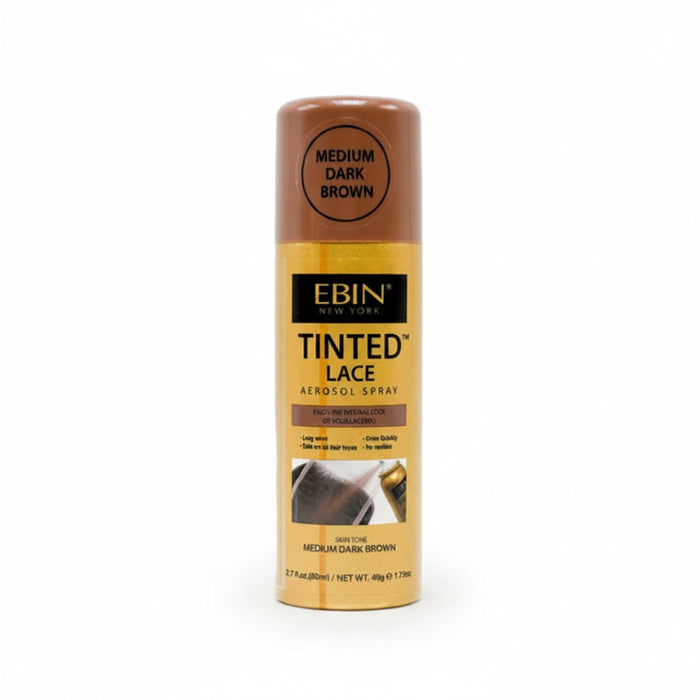 Ebin Tinted Lace Aerosol Spray Medium Dark Brown 150ml bottle for wig installation