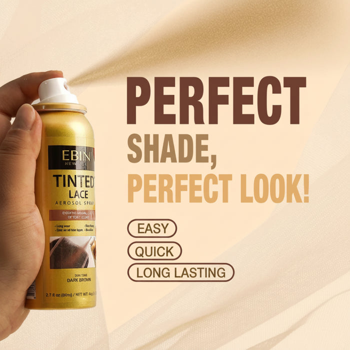 Ebin Tinted Lace Aerosol Spray Medium Dark Brown 80ml bottle for wig installation