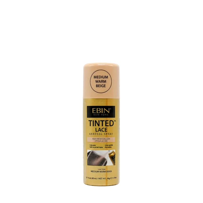 Ebin Tinted Lace Aerosol Spray Medium Warm Beige bottle for wig installation