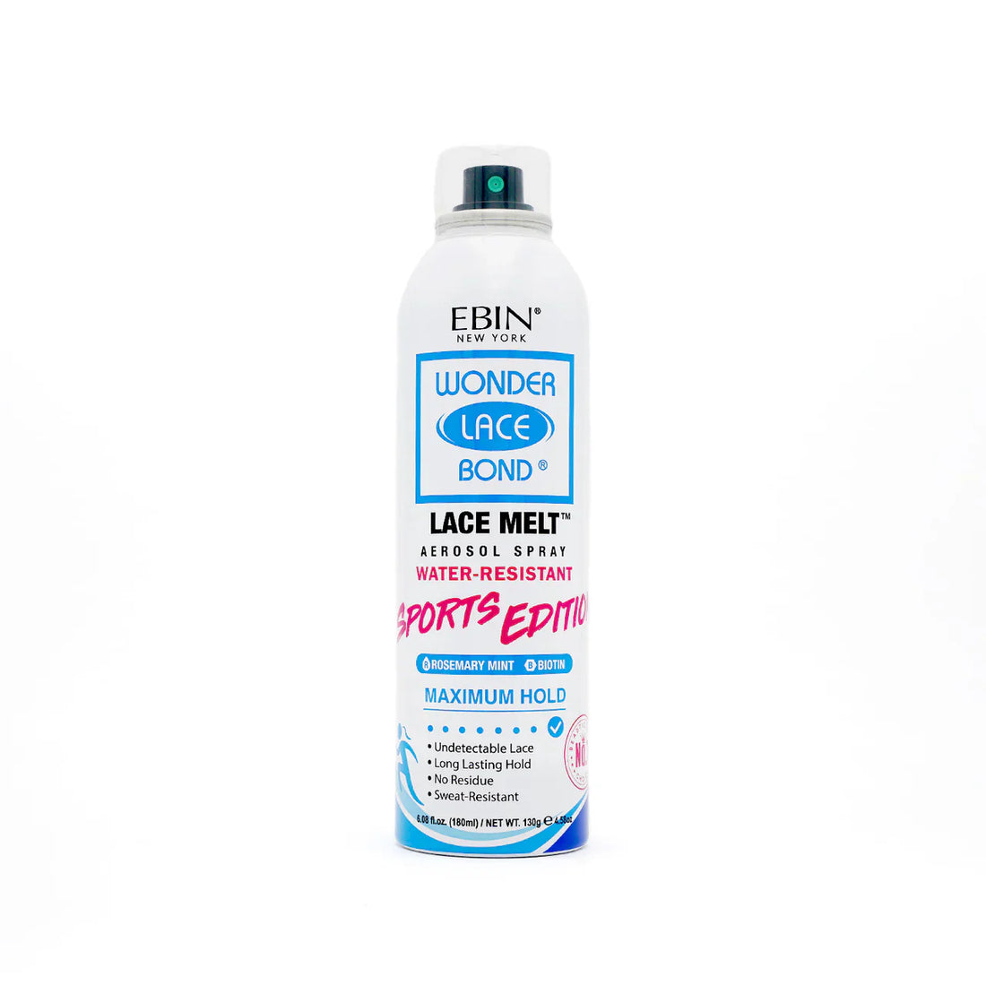 Ebin wonder lace bond lace melt aerosol spray sports edition 180ml can for sweat resistant wig hold