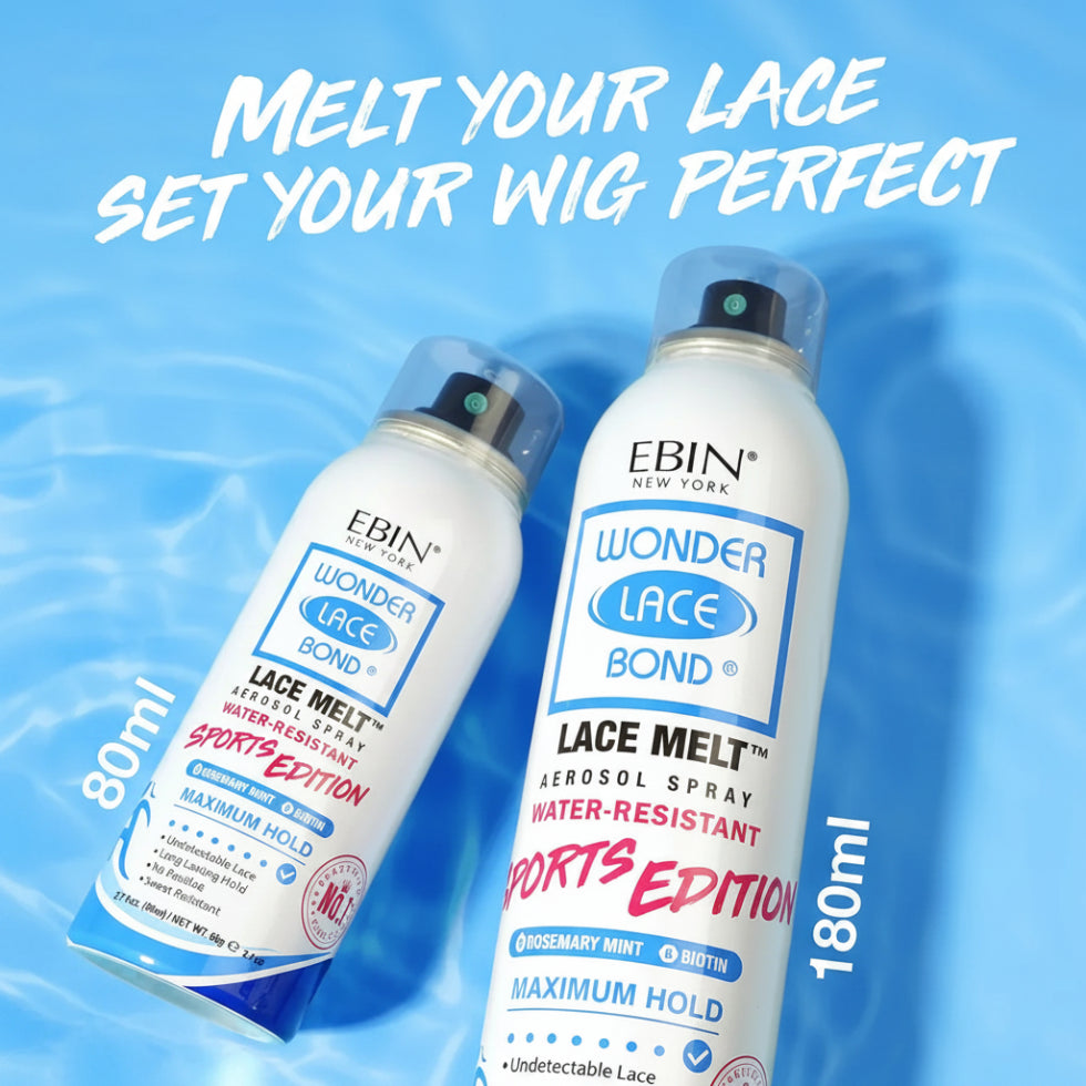 Ebin wonder lace bond lace melt aerosol spray sports edition 180ml can for sweat resistant wig hold