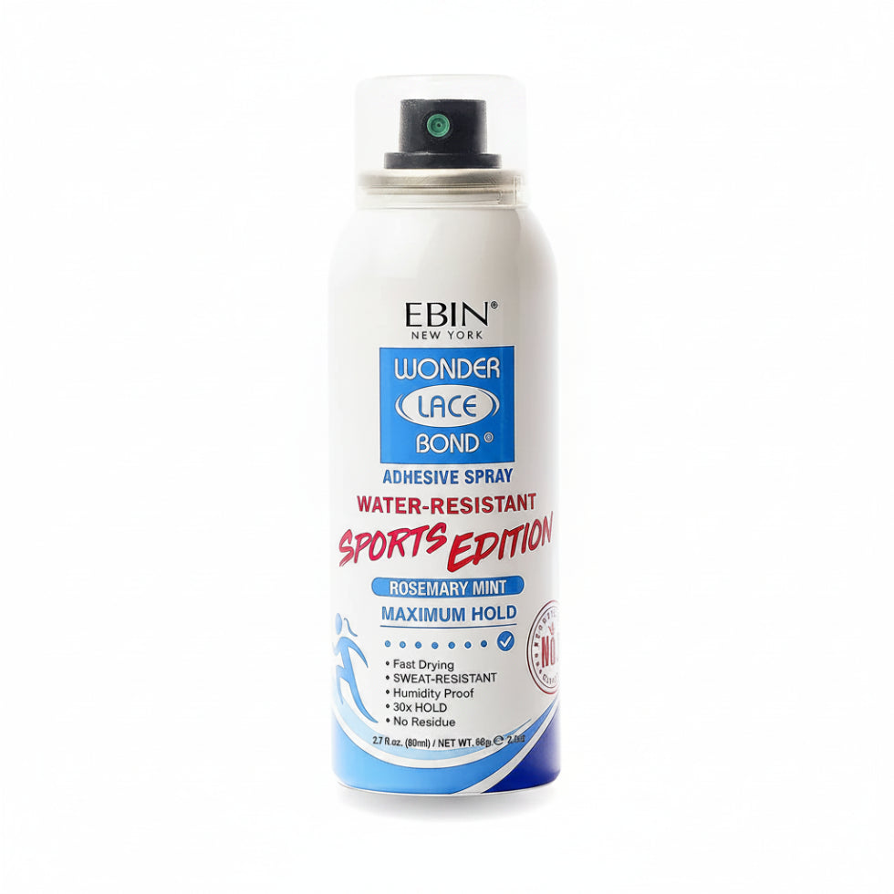 Ebin Wonder Lace Bond melt spray sports edition 80ml aerosol can for securing lace wigs