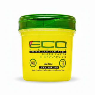 Eco Style Black Castor Avocado Styling Gel 473ml for nourish hold shine hair styling