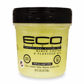 eco style black castor flaxseed oil gel 473ml repair growth shine for smooth defined hair