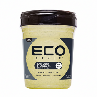 eco style black castor flaxseed oil gel 946ml for hair repair growth shine and frizz control styling