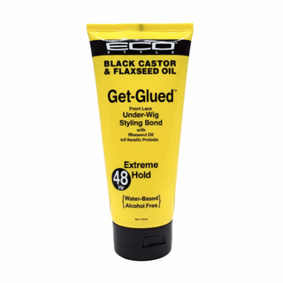 Eco Style Get Glued Black Castor & Flaxseed Gel 177ml for extreme hold wig and hair styling