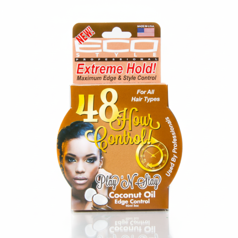 Eco Style Play n Stay edge control coconut oil 90ml for sleek edges strong hold and frizz control